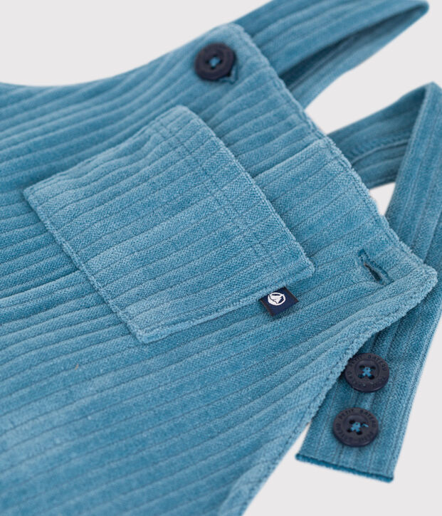 Salopette longue en velours b&eacute;b&eacute; bleu