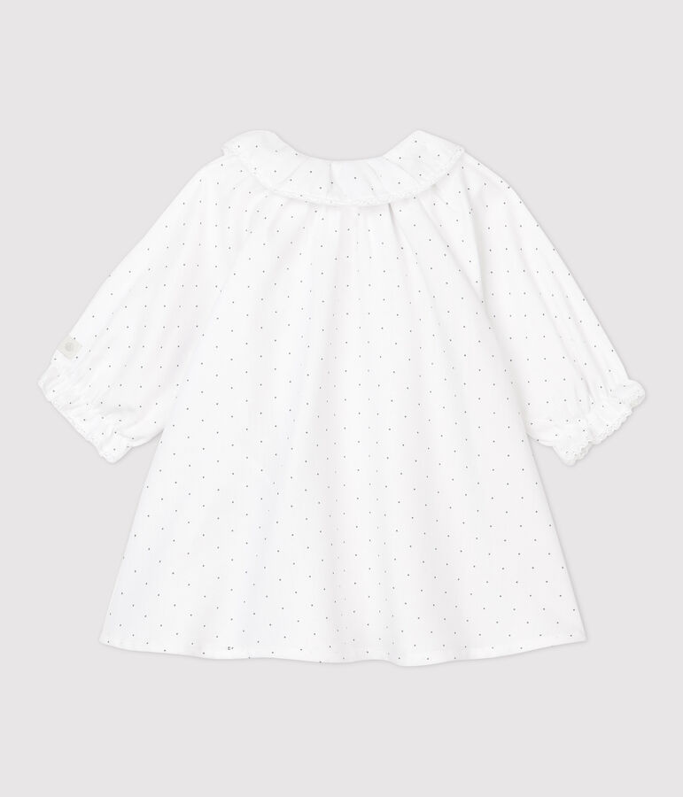 Robe &agrave; fleurs b&eacute;b&eacute; fille twill en coton biologique blanc MARSHMALLOW/gris GRIS