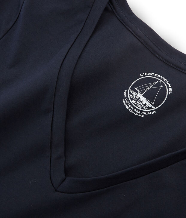 Tee shirt manches longues coton sea island femme bleu