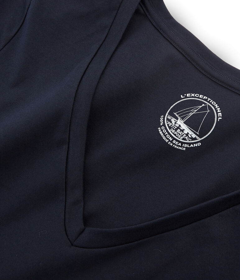 Tee shirt manches longues coton sea island femme bleu