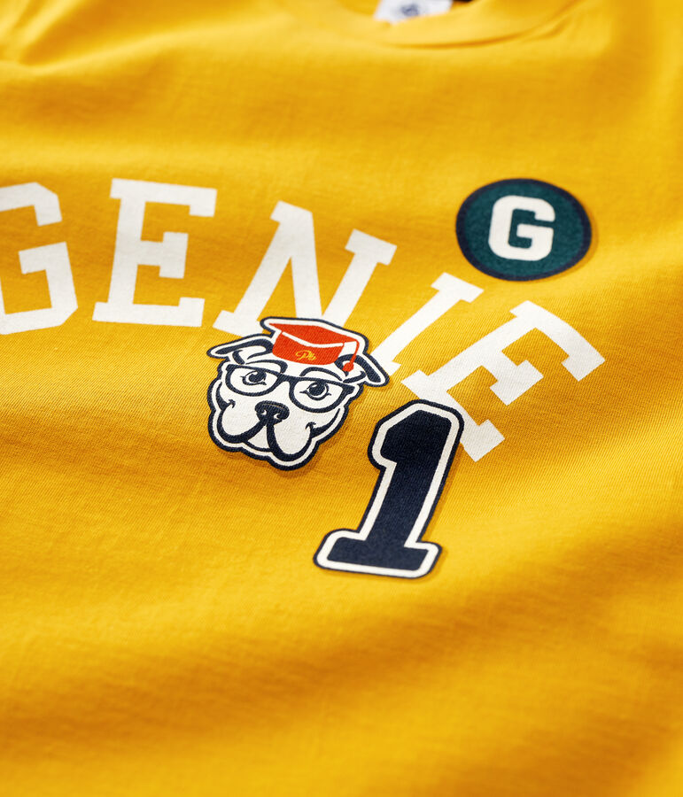 Tee-shirt manches longues en coton enfant gar&ccedil;on jaune