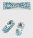 Lot bandeau et chaussons fleuri bébé fille en velours