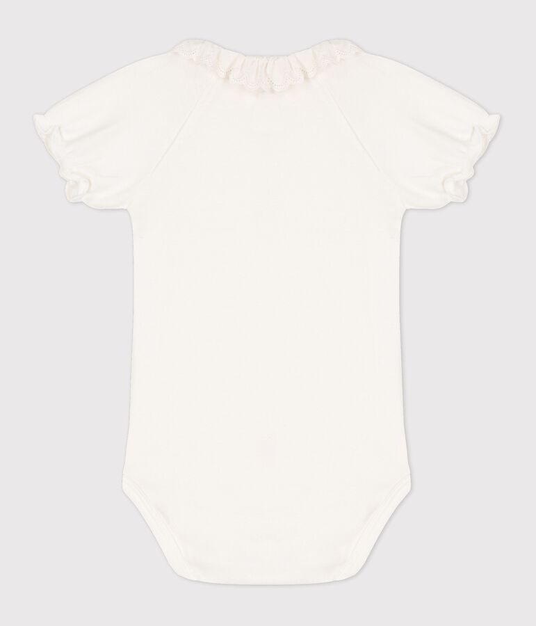Body &agrave; col b&eacute;b&eacute; fille en coton biologique blanc