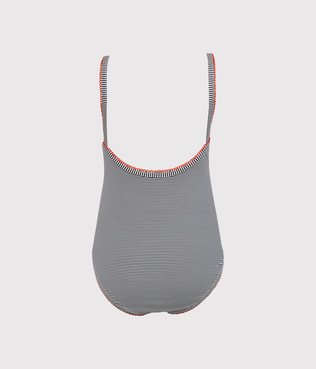 Maillot de bain 1 pi&egrave;ce fille bleu/blanc