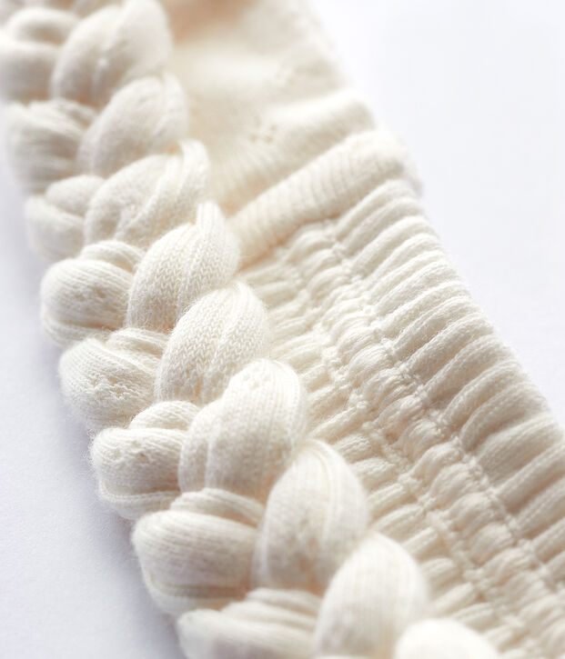 Bandeau cheveux tress&eacute; en c&ocirc;te b&eacute;b&eacute; fille blanc