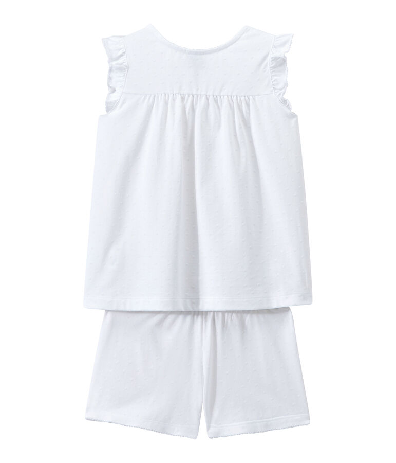 Pyjacourt fille en coton fin blanc
