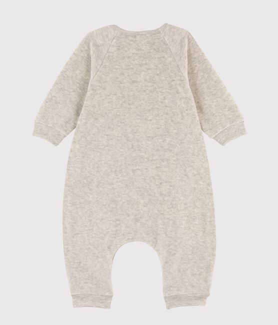 Combinaison longue bébé en velours gris chiné gris BELUGA CHINE