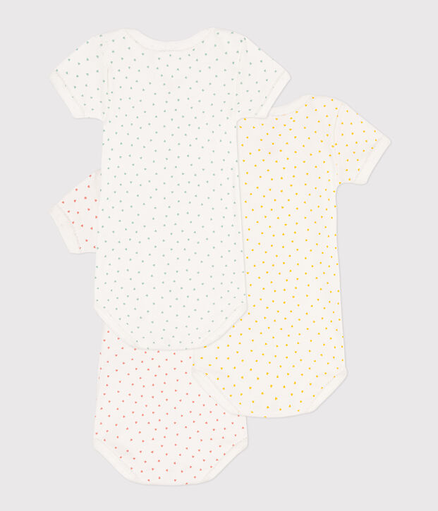 Lot de 3 bodies manches courtes coeurs en coton multicouleur