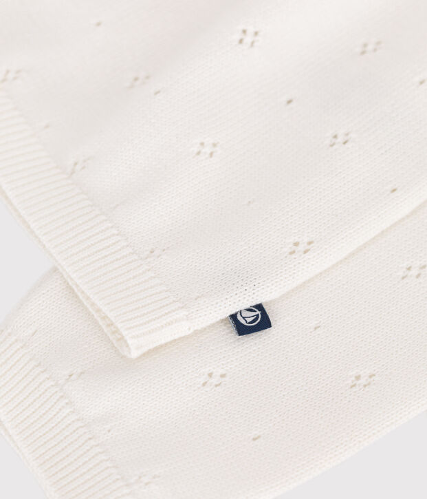 Cardigan enfant coton point fantaisie blanc