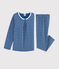 Pyjama imprimé cœurs petite fille en tubique bleu MAJOR/blanc MARSHMALLOW