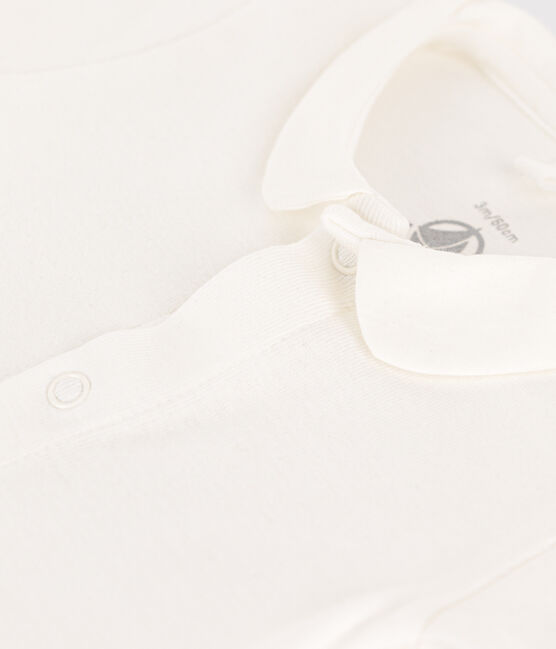 Body manches courtes à col en coton bébé blanc MARSHMALLOW