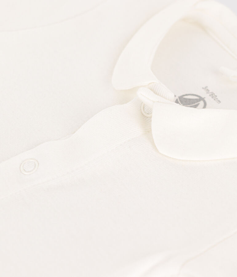 Body manches courtes &agrave; col en coton b&eacute;b&eacute; blanc MARSHMALLOW