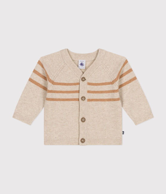 Cardigan en tricot contenant de la laine beige AVALANCHE/ CUIVRE