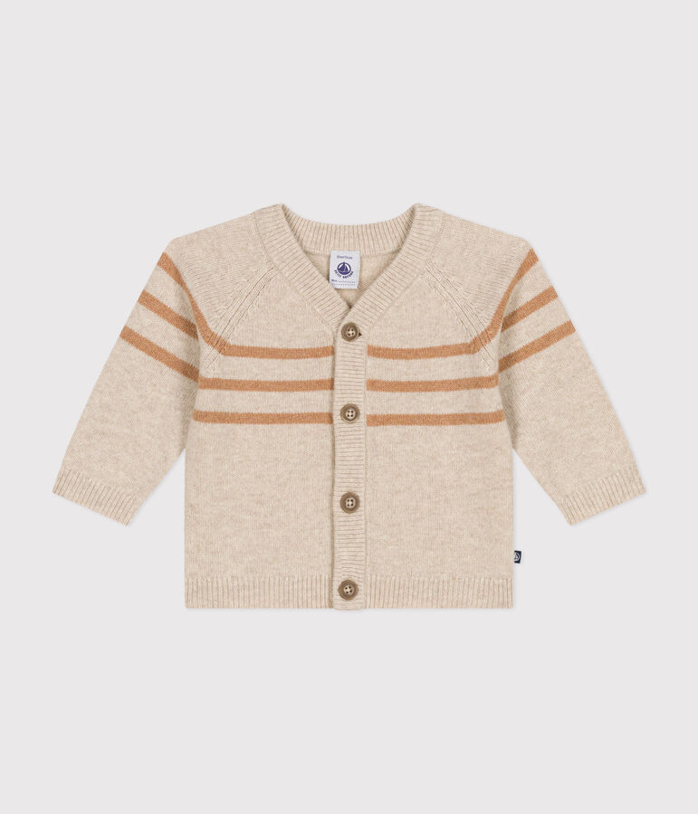 Cardigan en tricot contenant de la laine beige AVALANCHE/ CUIVRE