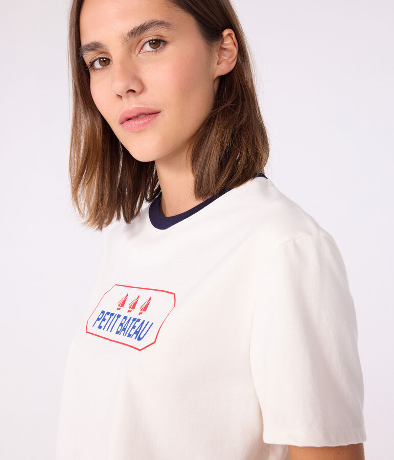 Tee-shirt femme le droit en coton manches courtes bleu MILK/ SOIR