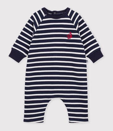 Combinaison longue bébé en coton rayé
