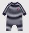 Combinaison longue b&eacute;b&eacute; en coton ray&eacute; bleu/blanc