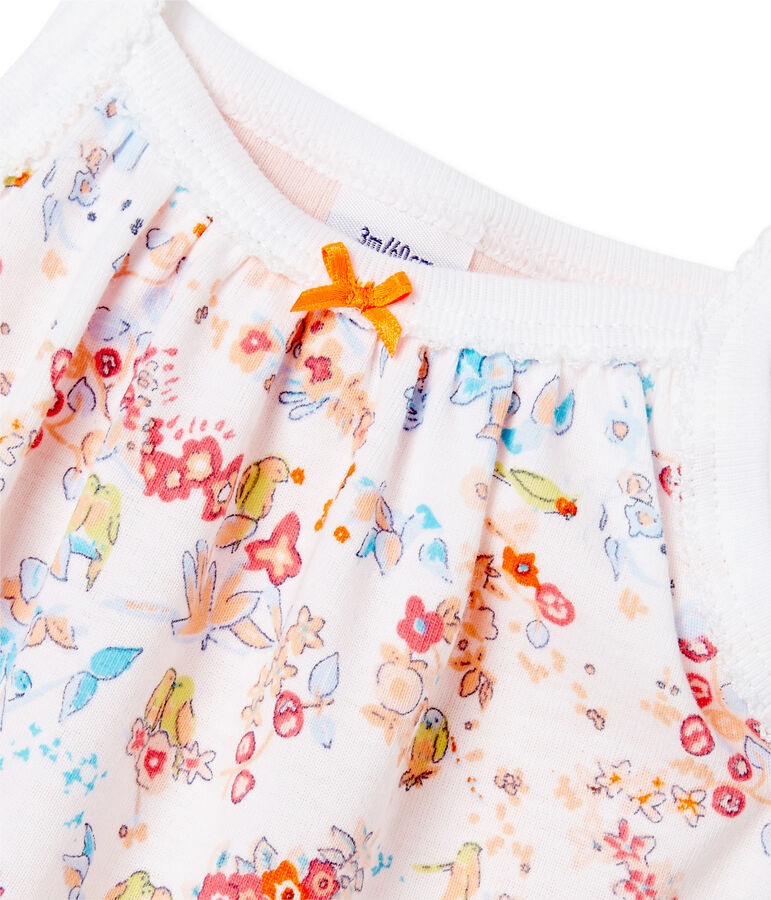 Body robe b&eacute;b&eacute; fille &agrave; bretelles blanc ECUME/rose CUPCAKE/ MULTICO