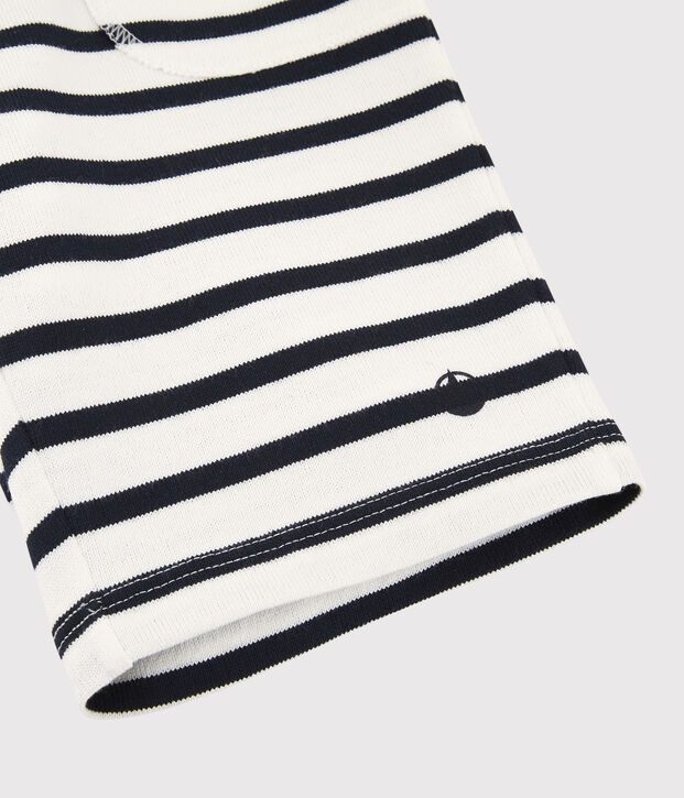 Bermuda en coton enfant gar&ccedil;on blanc/bleu