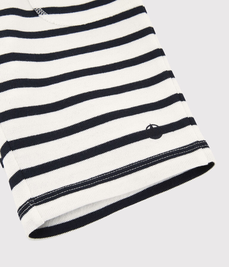 Bermuda en coton enfant gar&ccedil;on blanc MARSHMALLOW/bleu SMOKING