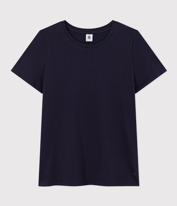 Tee-shirt LE DROIT col rond en coton Femme bleu marine