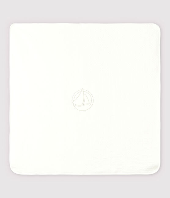 Couverture bébé en tubique en coton biologique blanc MARSHMALLOW