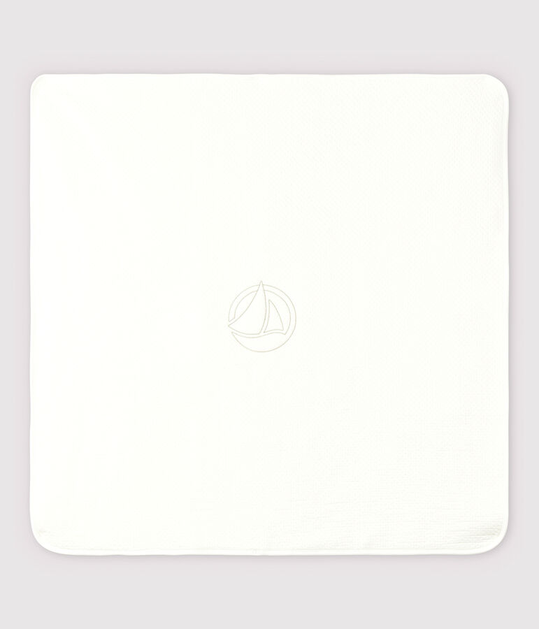 Couverture b&eacute;b&eacute; en tubique matelass&eacute; en coton biologique blanc MARSHMALLOW