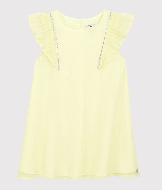 Robe cérémonie en crêpe enfant fille jaune CITRONEL