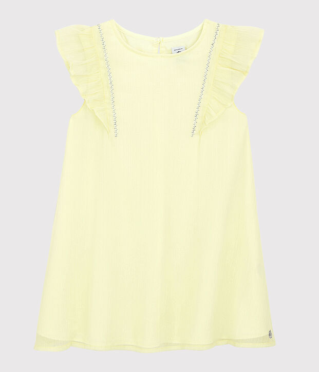 Robe c&eacute;r&eacute;monie en cr&ecirc;pe enfant fille jaune