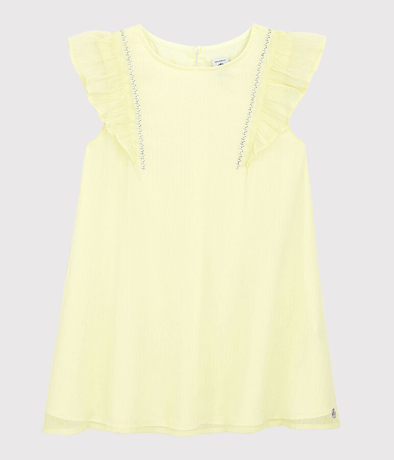 Robe c&eacute;r&eacute;monie en cr&ecirc;pe enfant fille jaune