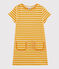 Robe manches courtes enfant fille jaune BOUDOR/blanc MARSHMALLOW