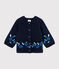 Cardigan bébé fille en tricot laine et coton bleu SMOKING/blanc MULTICO