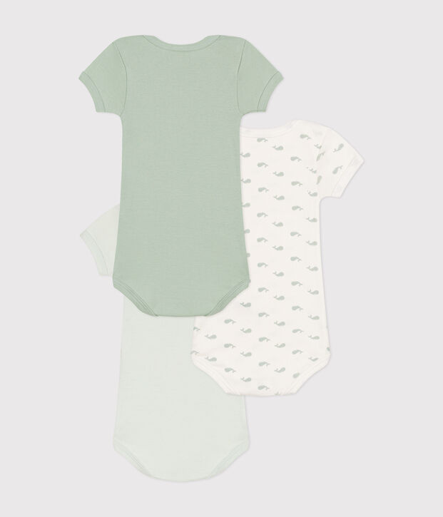 Lot de 3 bodies manches courtes minis baleines en coton b&eacute;b&eacute; multicouleur