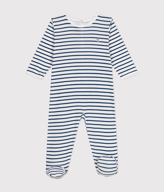 Pyjamas bébé manches longues en coton blanc ECUME/ INCOGNITO