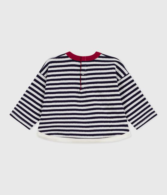 Tee-shirt bébé en coton à manches longues, rayé bleu SOIR/ MILK