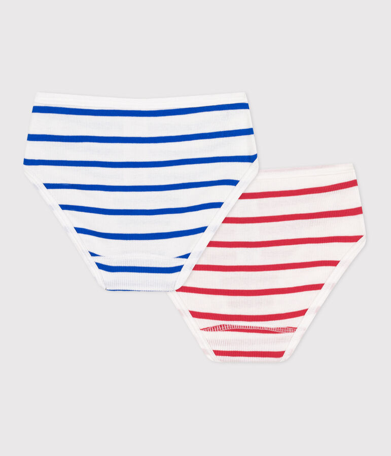 Lot de 2 culottes enfant en coton taille haute &agrave; rayures variante 1