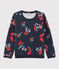 Pull en coton enfant fille bleu SMOKING/blanc MULTICO