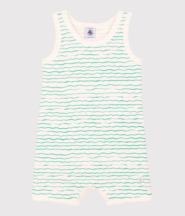 Combicourt vagues b&eacute;b&eacute; en coton blanc/vert