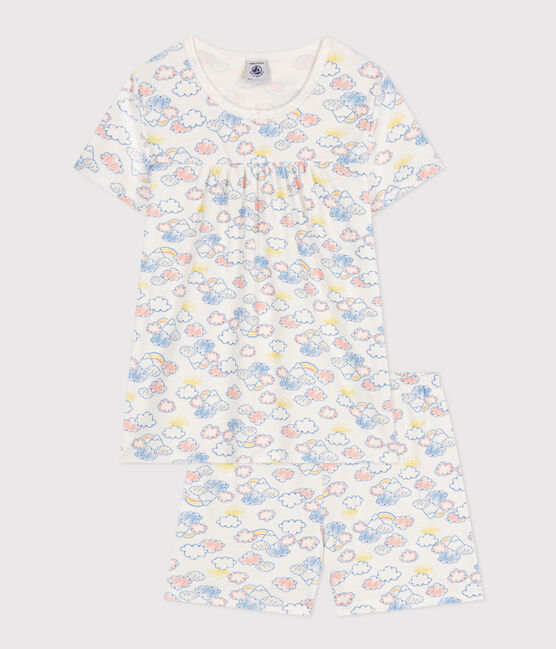 Pyjama short imprimé arc-en-ciel en coton enfant blanc MARSHMALLOW/blanc MULTICO