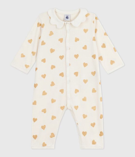 Pyjama bébé en coton sans pieds imprimé cœurs dorés MILK/ DORE