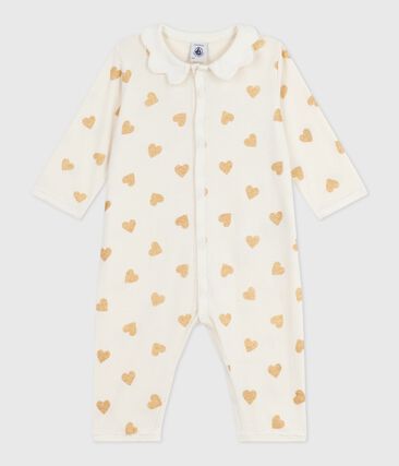 Pyjama bébé en coton sans pieds imprimé cœurs dorés