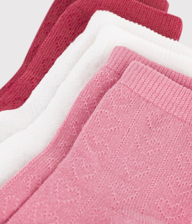 3 paires de chaussettes b&eacute;b&eacute; en coton ajour&eacute;es c&oelig;urs multicouleur