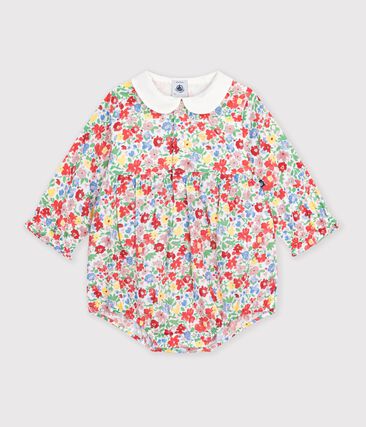 Combinaison courte bébé en coton imprimée à fleurs