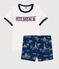 Pyjacourt toile de jouy Paris petit garçon en coton bleu MEDIEVAL/blanc MULTICO