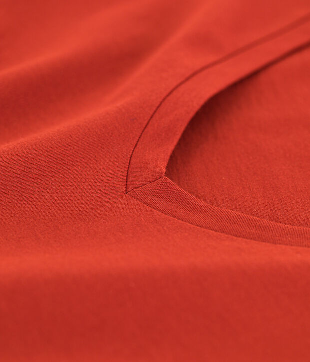 Tee-shirt LE DROIT col V en coton Femme rouge