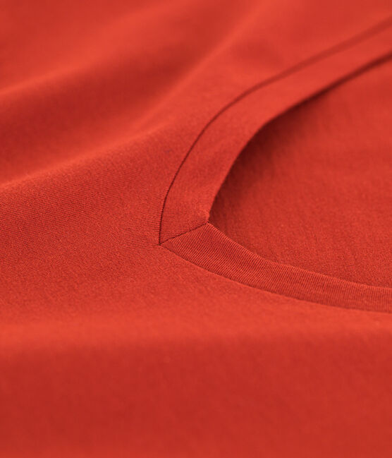 Tee-shirt LE DROIT col V en coton Femme rouge HARISSA