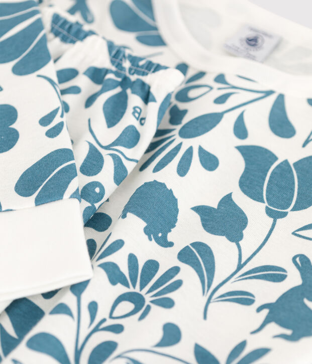 Pyjama en coton enfant blanc/bleu