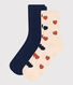 2 paires de chaussettes en coton imprimées femme