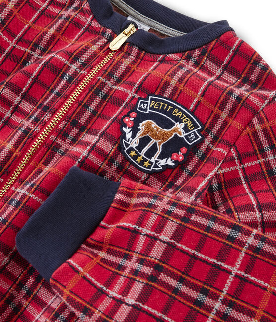 Teddy en maille tartan enfant fille rouge TERKUIT/blanc MULTICO