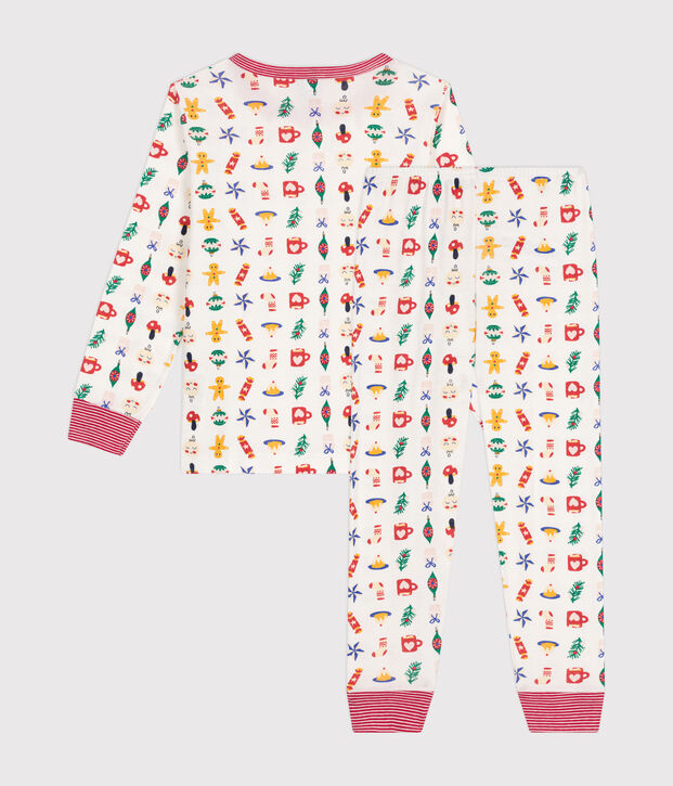 Pyjama en coton imprim&eacute; No&euml;l enfant blanc/multicouleur